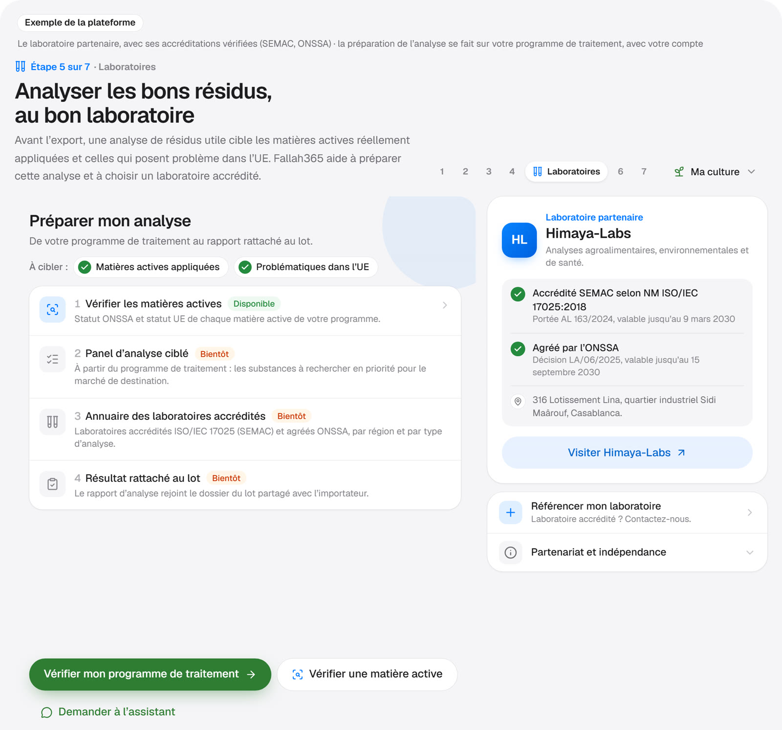 Capture réelle : Marketplace · Laboratoires
